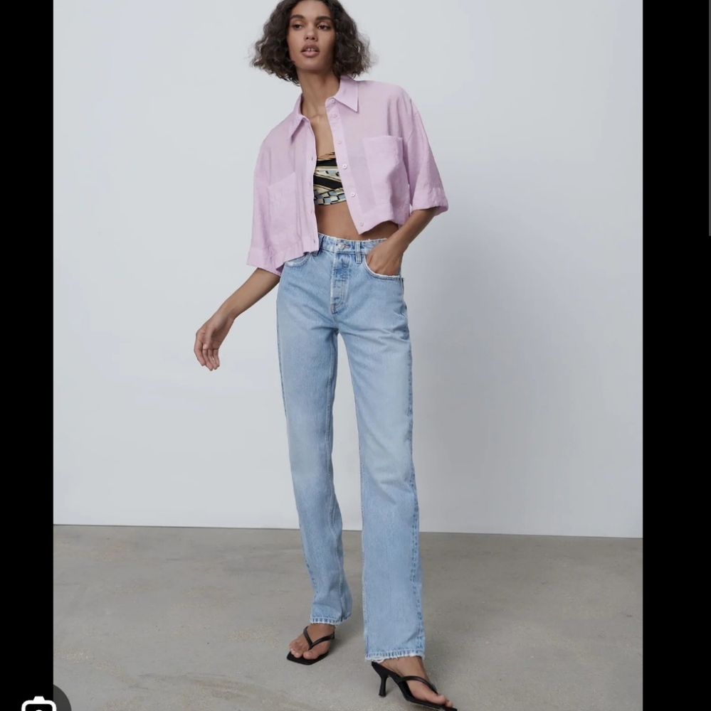 ZARA Straight Leg Mid Rise Full Leg Blue Jeans Size 2 NWT
